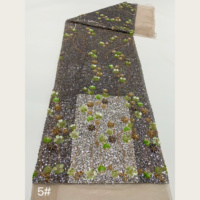Tissu en tulle brodé de paillettes métalliques lourdes G3259, orné de fleurs et de perles, 7 couleurs, pour robes de mariée, robes de soirée, filles