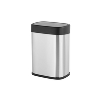 Poubelle de bureau à domicile rectangulaire de 3 litres en acier inoxydable avec couvercle à poussoir manuel