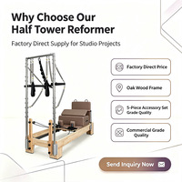 Reformer de Pilates en bois de chêne avec demi-tourneuse |   Ensemble commercial 5 pièces pour salle de sport et studio |   Appareil de musculation à résistance réglable
