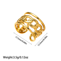 Neuer Heißer Wasserdichter PVD 18K Vergoldeter Edelstahlring Verstellbarer Modeschmuck für Damen Großhandel Offene Modische Ringe