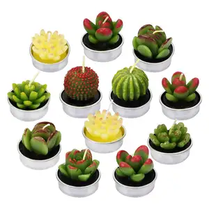 Muran wholesale home decor DIY sand wax candle creative handmade glass colorful Cactus scented candle private label