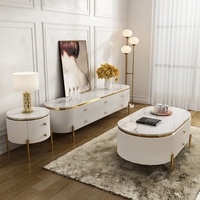Ensemble de meuble TV et table basse en bois moderne de luxe pour salon, appartement, hôtel