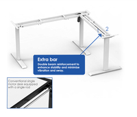 3SABRH2 Bureau d'angle assis-debout à moteur unique et 2 étages avec réglage électrique de la hauteur Bureau debout électrique en forme de L