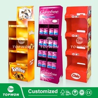 Présentoir de Sol en Carton POP Personnalisé Pliable, Meuble de Présentation en Carton Ondulé pour Supermarché