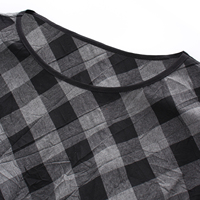 Fabricant de robe boutique personnalisé gris à carreaux sans manches effet froissé robe ballon à carreaux femmes dame élégante ample