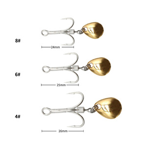 Met Wilgenbladlepel Spinner Aas En Amerikaanse Draaibare Groothandel 2 #<span class=keywords><strong>4</strong></span> #6 #8 #10 # Hoge Koolstofstaal Japanse Treble Haak - Product Image 6