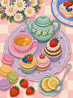 Kits de peinture au diamant 5D modernes peints à la main, motifs de dessins animés, gâteaux et aliments, DIY
