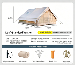 Carpa Inflable Tipo A <span class=keywords><strong>de</strong></span> 12 Metros Cuadrados para Todas las Estaciones con 2 Ventanas en el Techo para <span class=keywords><strong>6</strong></span> Personas, Glamping Familiar - Product Image 2