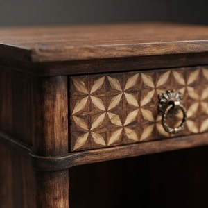 Solid Wood Nightstand 1 Drawer <b>Bedside</b> <b>Table</b> Brown End <b>Table</b> Traditional <b>Antique</b> Bedroom Furniture - Product Image 3