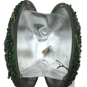 Bolso de Mano Elegante con Cristales para Mujer, Diseño de Flor Verde y Rosa, Ideal para Banquetes y Eventos Nocturnos - Product Image 4