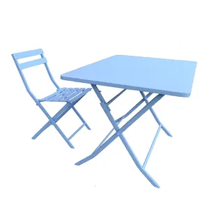 Folding And Convenient Garden Chair Outdoor Iron Table 3Pcs Dining Restaurant Table And Chair Combination