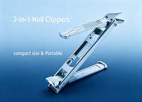 Coupe-ongles professionnel multifonctionnel à double tête, lame tranchante, anti-éclaboussures, en acier inoxydable, pliable, pour ongles larges