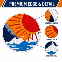 Patch brodé marin : Voilier, Coucher de soleil sur l'océan, Mouette – Tissu brodé avec bordure Merrow, thermocollant