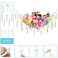 Hamac suspendu pour peluches avec pompons, grand support d'angle en filet pour jouets en peluche, style bohème, pour chambre d'enfant, salle de jeux, chambre des enfants