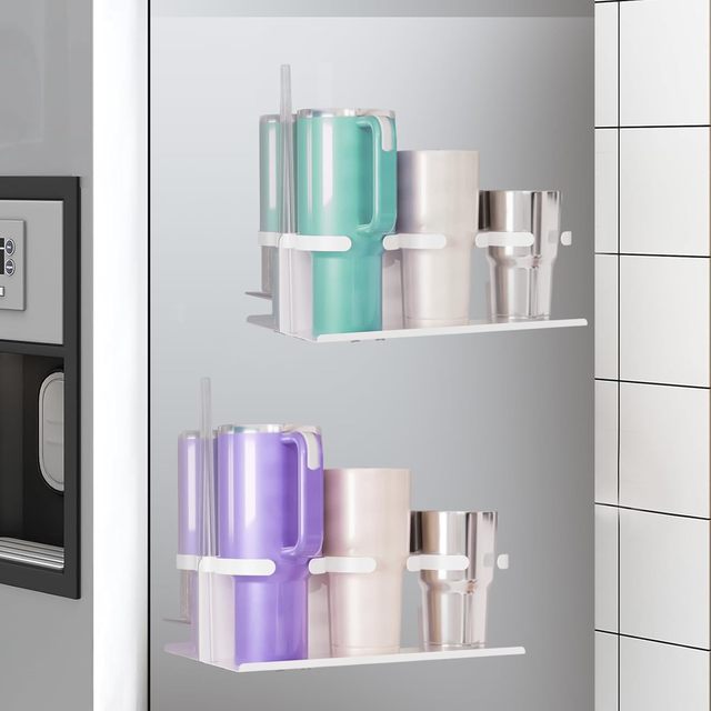 Rewood Magnetic Double Iron Portable Cup Holder Water Bottle Organizer for Fridge Tumbler Holder Kitchen Storage Rack Wall