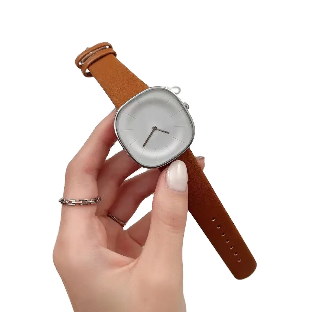 Nuevo reloj de pulsera de estudiante de ocio de banda de cuero multifunción de cuarzo deportivo Simple y de moda para mujer cuadrado informal