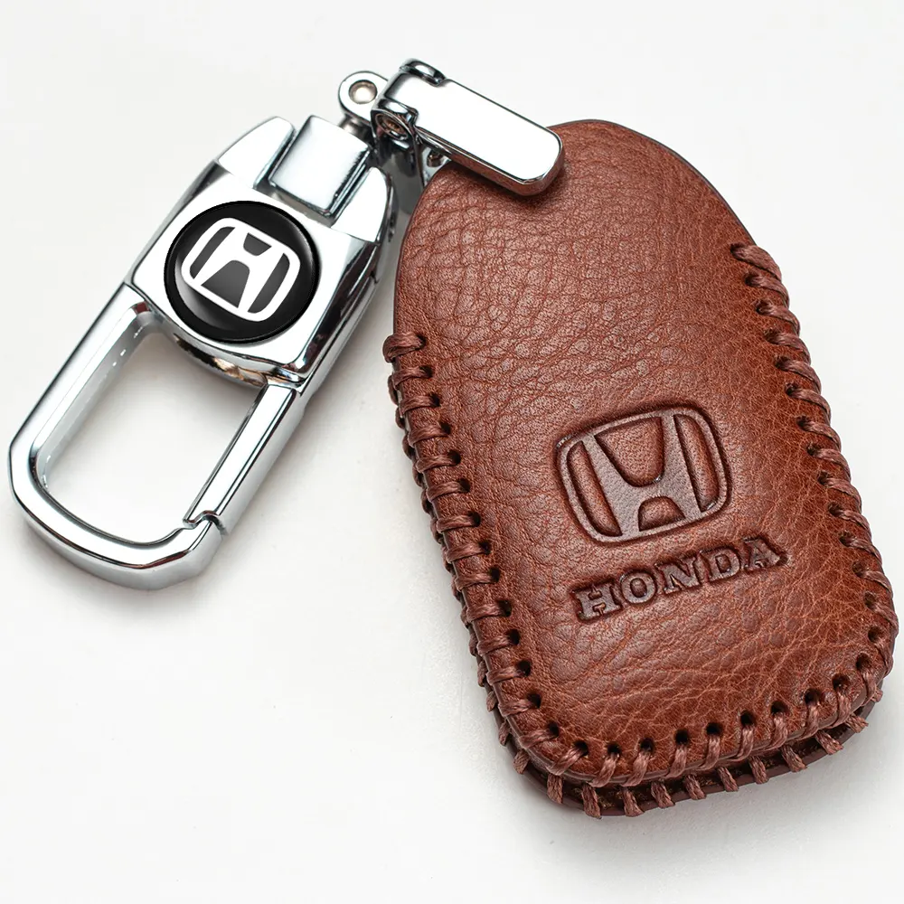 Leather Key Cover Holder Key Case for Honda 2019 - 2013 Civic Crosstour Accord CR-V CR-Z HR-V Odyssey Pilot Smart Remote Key Fob