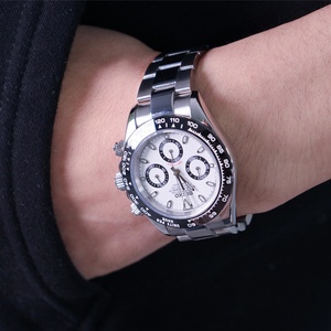 Montre-bracelet Seiko étanche noire et blanche à faible MOQ, montre à quartz pour homme avec bracelet en acier, style mode et affaires - Product Image 1