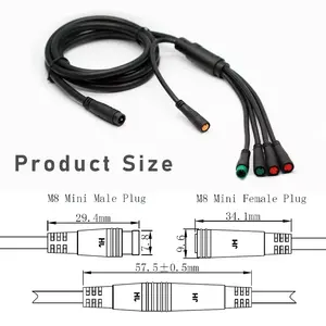 Cabos de extensão de motor Odm Oem para rodas elétricas de bicicletas 2/3/4/5/6 pinos motor de roda traseira dianteira fêmea para macho cabo de fio