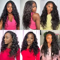Extensions de cheveux humains pré-divisées sans nœuds, style Body Wave Boho Braids, avec plumes et crochets, pour un effet miracle