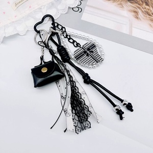 Llaveros Personalizables para Coche de Niñas, Accesorios de Ropa, Colgante de Corazón de Aleación de Zinc, Mosquetón, Borla Larga de Encaje, Mini Llaveros para Bolso - Product Image 2