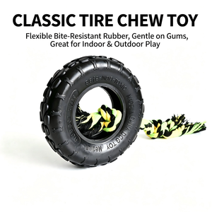 Jouet de traction pour chien en caoutchouc <span class=keywords><strong>noir</strong></span> avec corde en coton, jouet à mâcher indestructible résistant aux morsures pour toutes les races de chiens - Product Image 4