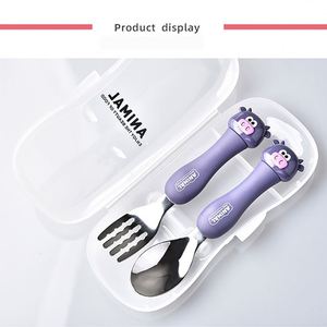 Ensemble cuillère et fourchette pour enfants, best-seller, dessin animé, pour enfants d'âge primaire, portable, ensemble de couverts animaux de dessin animé - Product Image 4