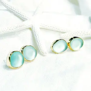 Summer Beach Journey Organische Form Teardrop Seeglas Perle Seeglas Ohr stecker Schmuck