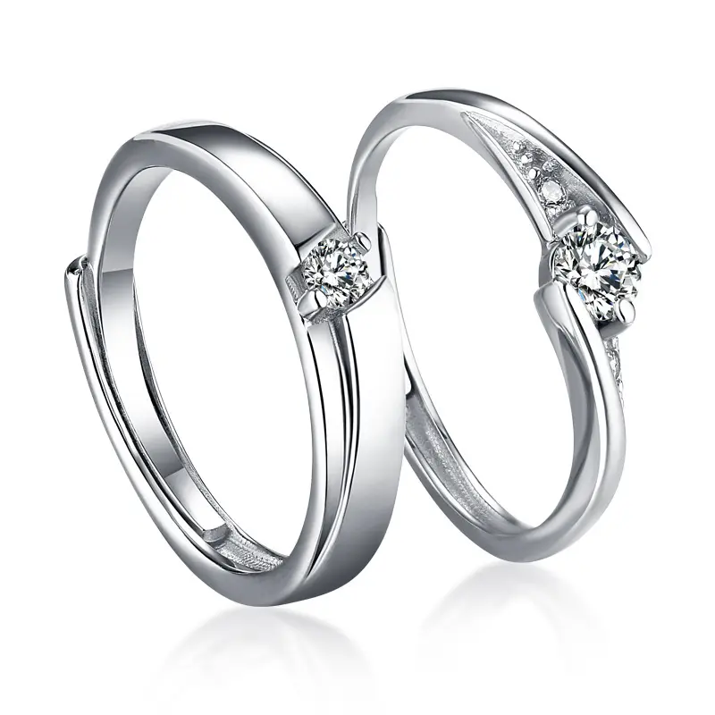 도매 커플 925 스털링 실버 반지 남성과 여성 쌍 반지 웨딩 약혼 커플 반지