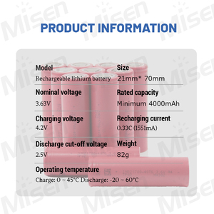 Paquete de Baterías de Iones de Litio Recargables de Grado A, 3.7V 21700 40TG 4000mah, para Herramientas Eléctricas Misen MX4183157 - Product Image 2