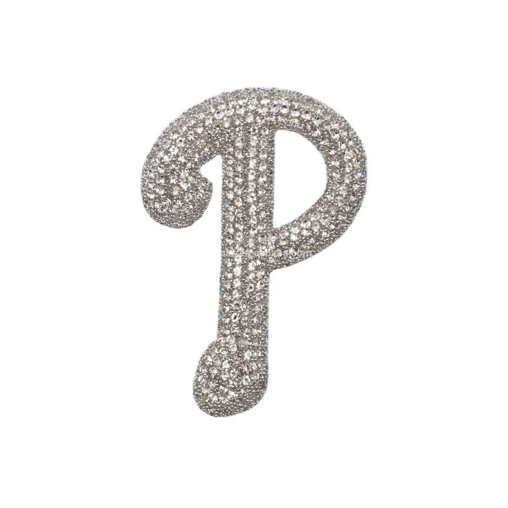 Gratis Sample Crystal Rhinestone Logo Patches Diy Brief Ijzer Op Patches Voor Kleding Applique Badge
