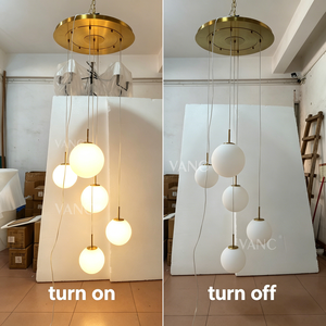 Moderno nordico elegante soffiato a bocca solida globo di vetro opale lampadario integrato lampadario a LED per <span class=keywords><strong>soggiorno</strong></span> tavolo <span class=keywords><strong>da</strong></span> pranzo - Product Image 4