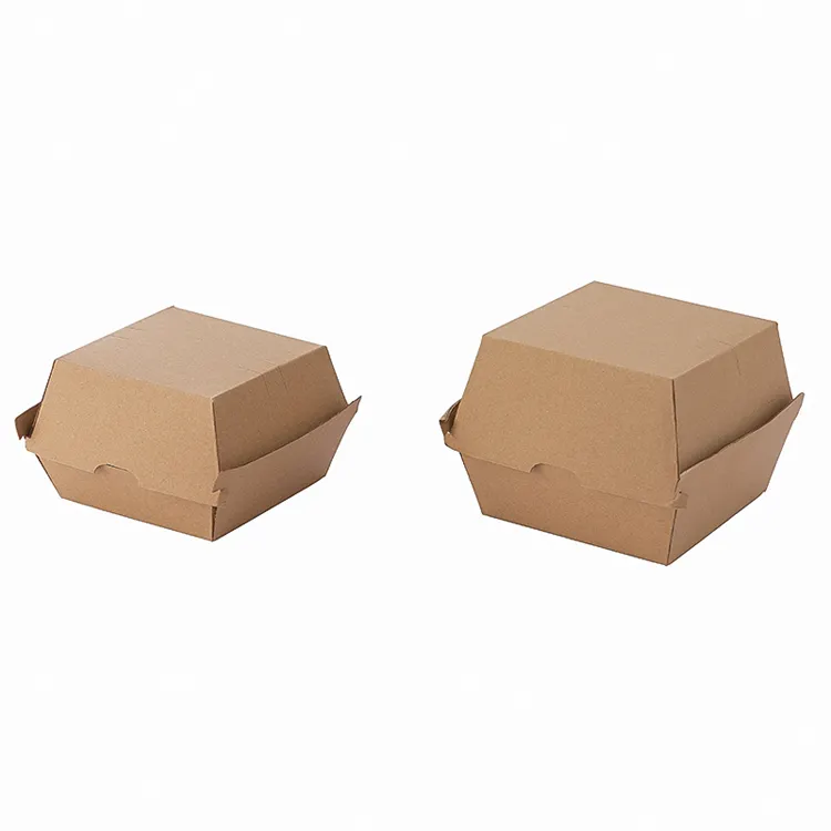 Boîte à hamburger Boîte d'emballage à emporter Boîtes à beignets Emballage individuel Plateau avec couvercle Mini Muffin Conteneurs Boîte alimentaire Kraft