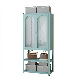 Großhandel Langlebige Offene Stahlregal-Kleiderschränke Mit Tür und Aufbewahrungsfächern Geeignet für Schlafzimmer Wohnzimmer und Hotel - Product Image 1