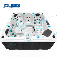 Vente flash : Spa hydro-massage extérieur moderne pour jardin et hôtel JOYEE, 5 personnes, autoportant, en acrylique, avec éclairage LED