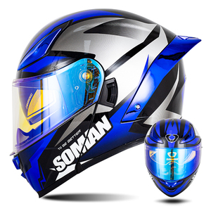 Casque <span class=keywords><strong>moto</strong></span> vintage certifié DOT intégral rabattable double visière qualité supérieure unisex - Product Image 2