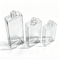 Botellas Cosméticas Cuadradas Transparentes de Plástico PETG de 200ml, 350ml y 500ml, Impresas con Serigrafía, para Loción, Champú y Crema Facial