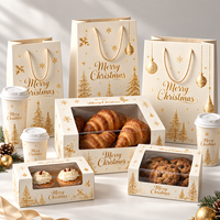 Boîte à Biscuits de Noël Blanche avec Fenêtre Imprimée Or Personnalisée pour Pâtisseries, Gâteaux, Desserts, Boulangerie, Fêtes, Vente en Gros
