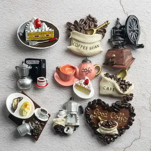 Collection Cadeaux Nordic ins décoration de la maison 3D nourriture macarone café réfrigérateur pâte magnétique café gâteau bouilloire réfrigérateur aimant