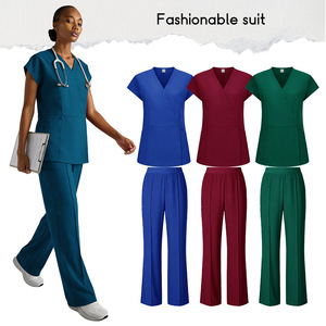 Hanziman Women's Scrubs Set Moisture Wicking V-Neck Tops And Pants Hospital Uniforms For Nurses And Caregivers - Product Image 1