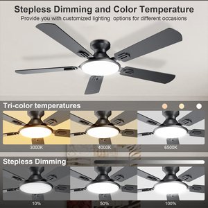 TCL Modern 52-Inch <strong>Ceiling</strong> LED <strong>Fan</strong> Light With Remote Control DC <strong>Motor</strong> 5 Plywood Blades For Indoor Use Black&quot;