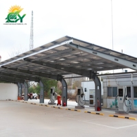 Auvent solaire pré-assemblé pour parking commercial, conception imperméable et ombrante, zone de recharge pour véhicules électriques, surface anodisée de haute qualité