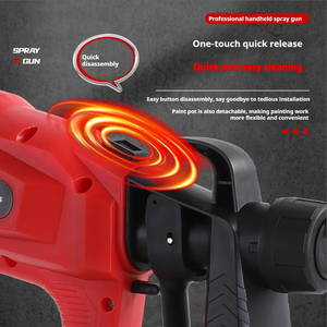 Pistolet <span class=keywords><strong>de</strong></span> peinture électrique portable sans balais avec gobelet <span class=keywords><strong>de</strong></span> 800 ml pour usage domestique et industriel, alimentation sous pression HVLP - Product Image 4