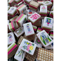 Tuiles de Mahjong Américaines de Style Zen Oriental Créatif - Motifs Plume de Cygne/Enveloppe/Fleur