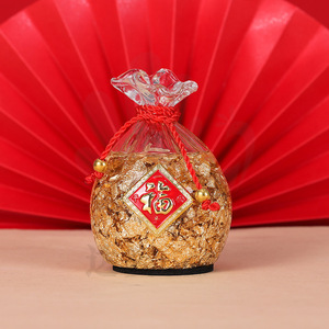 Figurine en cristal en forme de pomme, feuille d'or, décoration de la maison, cadeau Feng Shui - Product Image 4