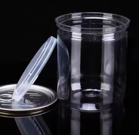 Couvercle noir de qualité alimentaire en plastique PET pot à large ouverture seau d'emballage de thé de fleur de noix transparente avec bouchon à vis en forme de cylindre