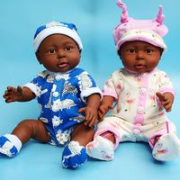 Mannequin de soins pour bébés africains de 41 cm - Poupée d'entraînement à l'allaitement réaliste