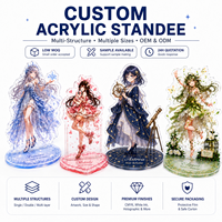 Standee Figur Akrilik Kristal Jernih dengan Lapisan Emas & Basis Epoxy 3D Sistem Slot-In, MOQ Rendah untuk Merchandise Acara, OEM & ODM