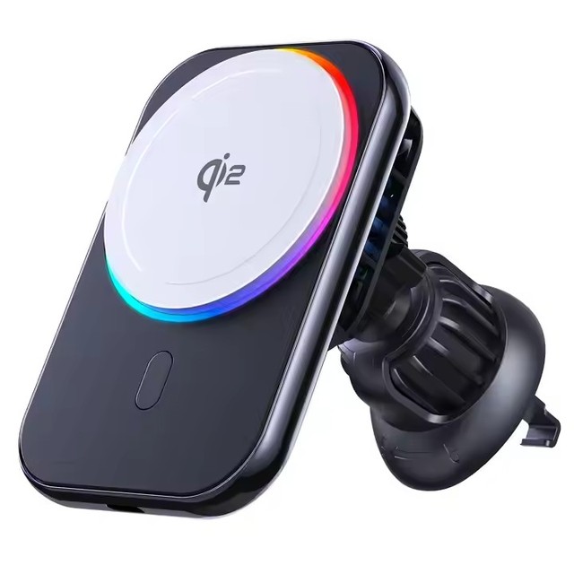 Certification Ice Cooling Cold Magnetic Car Mount Charger RGB Light Wireless Car Charger Holder for Phone
