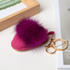 Hot <span class=keywords><strong>mini</strong></span> lông Dép Keychain Túi Mặt dây chuyền dễ thương sang trọng Giày Keychain mềm Mink lông bóng Túi Keyring len Dép keyholder - Product Image 5